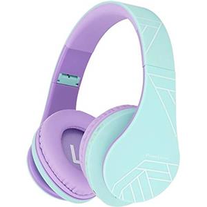 PowerLocus P2 - Cuffie Bluetooth per bambini, con volume limitato a 85 dB, cuffie wireless e cablate, cuffie pieghevoli e regolabili, comode con microfono integrato, micro SD slot