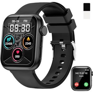 zaisia Smartwatch Uomo Donna, 1.85" Orologio Smartwatch con Chiamare/Rispondere, Molteplici modalità Sportive con Contapassi/Sonno/Cardiofrequenzimetro, IP68 Smart Watch per Andorid iOS