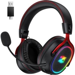 Ozeino Cuffie Gaming Wireless per Ps4/Ps5/PC, Cuffie Wireless con Microfono 2.4GHz + 5.3 Bluetooth Bassa Latenza, Cuffie con 7.1 Stereo Surround Sound, Durata di Oltre 40+ Ore