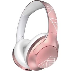 PowerLocus Cuffie Wireless Bluetooth, 50 ore di riproduzione, Cuffie Over Ear con 4 EQ Modalità di Suono, HiFi Suono, Cuffie Senza Fili con Microfono per Viaggio/Telefono/PC/Ufficio (Rose Gold)