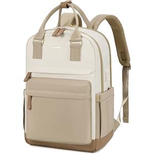 LOVEVOOK Zaino Porta PC Donna, 15.6 Pollici Zaino da Viaggio Scuola Università Grande, Impermeabile Zaino Lavoro Ufficio Antifurto Elegante, Computer Laptop Travel Backpack Waterproof Cachi
