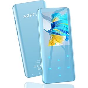 AGPTEK Lettore MP3 Bluetooth 5.0 MP3 Running Sport 32GB con Schermo 2,4" Lettore Musicale HiFi con Altoparlante,Pulsanti a Sfioramento,E-book,Radio FM,Registrazione,Supporta Fino a 128 GB (Blu)