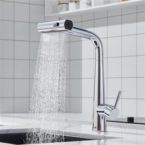 Ulytid Rubinetto Cucina con Doccetta Estraibile, Rubinetto Lavello Cucina a 3 Modalità, Miscelatore Cucina Monocomando Girevole a 360° in Acciaio Inox 304, Calda e Fredda Regolabile, Cromo Lucido