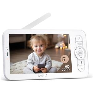 ARENTI 5" Monitor per Telecamera Bambini, 720P, Senza Fili, Promemoria di Mangiare, Rilevamento del Movimento/Pianto, Compatibile con Telecamera per Bambini BABY12 (B0CMQPX7KW