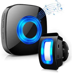 PHYSEN Sensore di movimento, Rilevatore di Movimento Allarme Casa Senza Fili, PIR Infrarossi Sistema di Allarme antifurto, 5 livelli di volume e 58 allarme suoneria, per Alberghi/Casa/Fabbriche