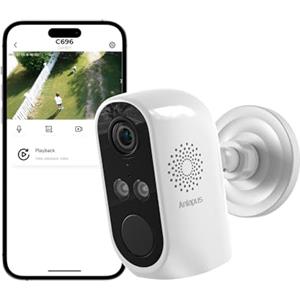 Anlapus 2K 3MP Telecamera di Sorveglianza WiFi 6 per Esterni/Interni, Rilevamento Persone/Veicoli, Visione Notturna a Colori, Allarme Acustico e Luminoso, Registrazione 24/7, Installazione Facile