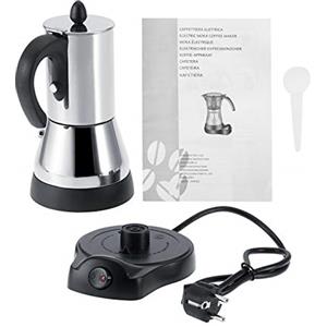 Tyenaza Caffettiera Moka 200/300ml Caffettiera elettrica in acciaio inox Espresso Caffettiera Moka Caffettiera elettrica Spina UE 220V(300ml)