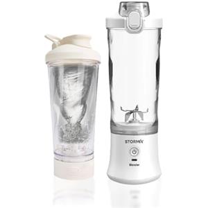STORMIX Pack Blender & Shaker Elettrico - Mixeur Portatile 150W - 6 Lame Inox - Ricaricabile USB-C - Smoothies, Shake & Proteine - 600ml - Silenzioso - Batteria a Lunga Durata - Design Compatto