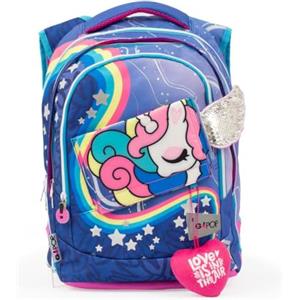GO POP Zaino Unicorn Estensibile Round Per Bambine, 3 Scomparti E Tasche Interne, Schienale E Spallacci Imbottiti, Con Fascia Personalizzata E Pop Up, Per Scuole Elementari e Medie