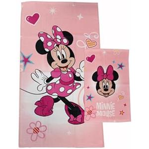 hermet Minnie Mouse Disney, Asciugamani Bagno in Spugna, Set 2 Asciugamani Bagno, Asciugamano Viso, Asciugamano Bidet, Rosa, 100% Cotone, Set 2 pezzi, Prodotto Ufficiale