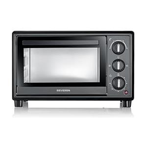 Severin Fornetto Elettrico 20L, Mini Forno da Tavolo Compatto, 1600W | Capacità 20L per pizza e torte, 100-230 °C, teglia, griglia, vassoio raccoglibriciole, autospegnimento, nero, mod. 2078