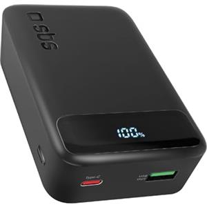 SBS Compact PowerBank, 20000mAh, 20W Power Delivery (PD 3.0 PPS), AFC, Power Bank con Ricarica Rapida, Display LCD, USB-C, USB-A, Caricabatterie Portatile da Viaggio, Design Compatto, Nero