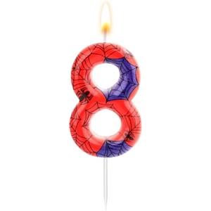 XIHIRCD Candela di Compleanno a Tema Ragno, Candela con Ragnatela Numerica Candela per Torta di Compleanno Decorazioni di Compleanno di Ragno per la Festa di Halloween di Compleanno del Ragazzo (8)