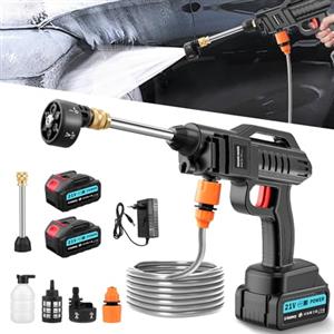Litglobe Idropulitrice a Batteria,62 Bar Idropulitrice Portatile con 2 x 3.0Ah Batterie,6 In 1 Rotante Ugello,Tubo da 5M,Lavatrice Senza Fili per Auto, Giardino, Pavimenti e Esterni