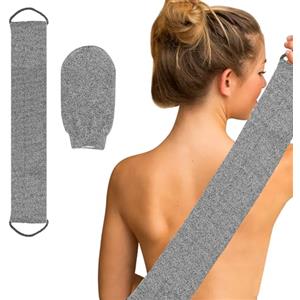 REBECASKYENS Spugna per la schiena per doccia, lavaschiena per doccia, spazzola bagno schiena, con 1 guanto scrub da bagno, per schiena, spalle, pulizia, cura della pelle, a casa, in viaggio