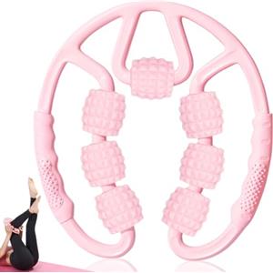 NIUAWASA Rullo di Massaggio Cellulite, NIUAWASA Massaggiatore Anticellulite per Gamba Coscia Braccio Collo con 7 Ruote e Manubrio per Rilasciare e Rilassare la Pelle o il Muscolo (Rosa)