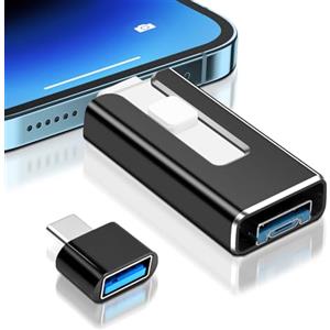 Puiseno Chiavetta USB per i-Phone 256 GB,4 in 1 USB 3.0 Stick con porta L-Port, U-SB, USB-C, porta micro USB,Memory Stick per i-Phone/iPad/Android/Laptop/PC senza app (nero)