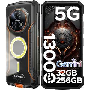 DOOGEE Fire 7 Pro Rugged Smartphone 5G, Funzione interfono POC, Doppie luci da campeggio, 32GB+256B/TF 2TB Telefono Indistruttibile, 6.6" 13000mAh Telefono cellulare, 64MP/Fingerprint/Face ID/OTG/NFC