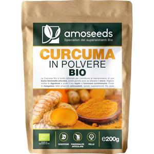 Amoseeds Curcuma in Polvere Bio 200G | Digestione, Articolazioni | 100% Pura, Cruda e Naturale | Qualità Superiore