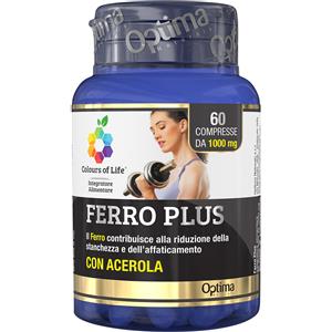 OPTIMA NATURALS Srl Ferro Plus Acerola | Integratore Ferro Stanchezza Anemia Sistema Immunitario Optima Colours of Life | 60 Compresse