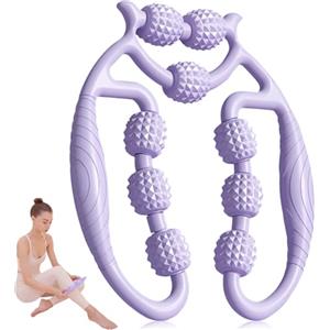 NIUAWASA Rullo di Massaggio Cellulite, NIUAWASA Massaggiatore Anticellulite a 9 Ruote per Gamba Coscia Braccio Collo con Manubrio Antiscivolo per Rilasciare e Rilassare la Pelle o il Muscolo (Viola)
