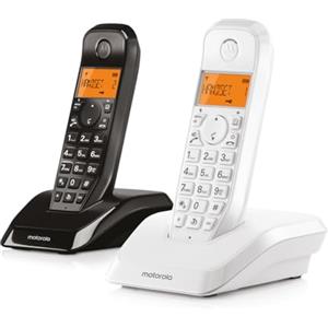 Motorola Voice - Telefono cordless digitale S1202 serie S12 con blocco chiamate e funzione Non disturbare, vivavoce, rubrica fino a 50 nomi e numeri, display luminoso