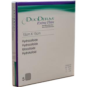 CONVATEC DuoDERM Extra Sottile 15x15cm - Medicazione Sterile con Idrocolloidi, 5 Pezzi per Lesioni con Essudato Scarso