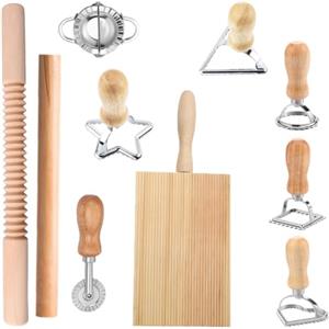 Lsydgn Set Di 10 Pezzi Per La Produzione Di Pasta, Include Timbro Per Ravioli e Tagliere Per Gnocchi | Include Mattarello, Tagliapasta, Macchina Per Tortellini, Kit Per Una Pasta Efficiente