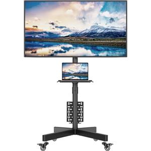 BONTEC Supporto TV da Pavimento per TV LCD/LED da 23-60 Pollici, Carrello TV Mobile con Ruote e Ripiano, Altezza Regolabile, Portata fino a 40 kg, VESA max 400x400 mm