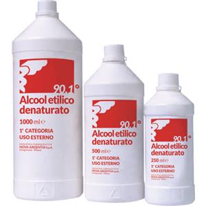 NOVA ARGENTIA Alcool Etilico Denaturato 500 ML - Soluzione Disinfettante 90,1% per Uso Esterno
