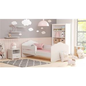 Dmora Singolo per Bambini, Lettino per cameretta, Letto con Protezione anticaduta e testiera a Nuvola, cm 164x88h63, Colore Bianco, Big