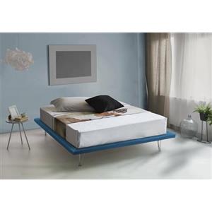 Talamo Italia - Letto matrimoniale Linda, Letto fisso in tessuto con piedini, 100% Made in Italy, adatto per materasso Cm 160x200, Blu