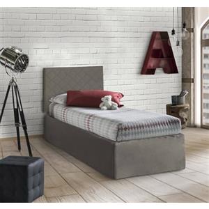 Talamo Italia Cleofe, Set Testata in Ecopelle con Rete Ortopedica e mantovana, 100% Made in Italy, Adatta a Letto Singolo, per Materasso da Cm 80x190, Tortora