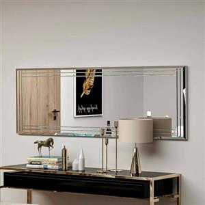 Dmora - Specchio Pleione, Specchiera, Articolo d'arredo a muro, Decorazione con specchio, 40x2h120 cm, Bianco