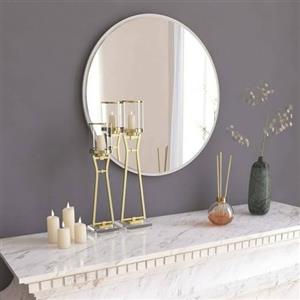 Dmora - Specchio Euterpe, Specchiera, Articolo d'arredo a muro, Decorazione con specchio, 60x2h60 cm, Bianco