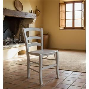 Dmora CiudadRodr, Sedia Classica in Legno con fondello in Ecopelle, Ideale per Sala da Pranzo, Cucina o Salotto, Cm 41x43h86, Bianco, Singola