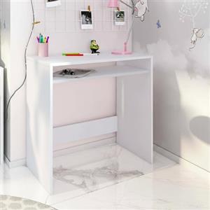 Dmora - Scrivania Portland, Scrittoio lineare con ripiano fisso, Tavolo da studio o ufficio porta PC, 79x43h78 cm, Bianco