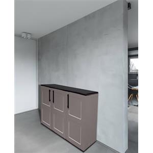 Dmora - Armadio da esterno Gesves, Mobile balcone multiuso, Armadietto outdoor 3 ante, 100% Made in Italy, 102x37h84 cm, Grigio e Nero, Finitura quadri
