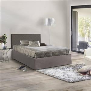 Talamo Italia - Letto matrimoniale Cleneide, Set testata in ecopelle con rete ortopedica e mantovana, 100% Made in Italy, con materasso incluso, Cm 160x190, Bianco