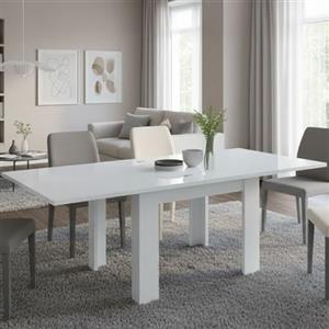 Dmora - Tavolo allungabile Otto, Consolle ausiliare da cucina, Tavolo allungabile, 100% Made in Italy, cm 90x90h75, Bianco lucido