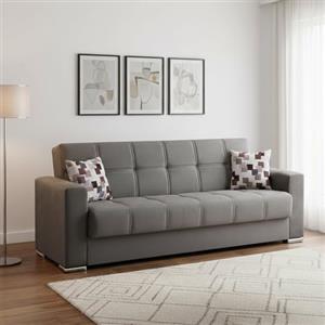 Dmora Divano Letto 3 Posti Francisco 85x226 cm Nero Contenitore Reclinabile, di Apertura Click-clack