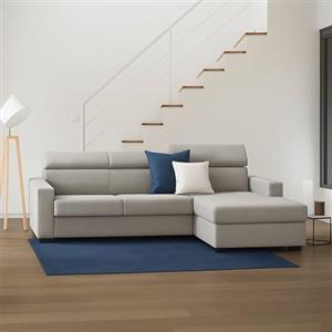 Dmora Divano Fisso con penisola Mikaela, Sofà ad Angolo con Chaise Longue Destra in Tessuto, Braccioli Slim, 100% Made in Italy, Cm 280x95h85, Tortora