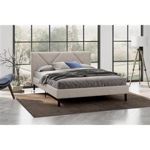 Dmora - Letto matrimoniale Caldes, Sommier per camera da letto, Giroletto per stanza, Struttura porta materasso, Adatto a materasso Cm 160x190, Beige