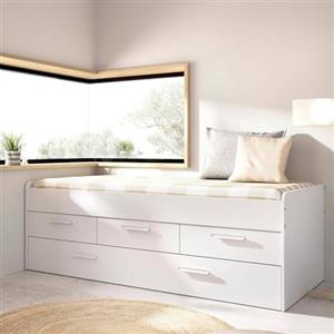 Dmora Letto per Bambini Alben 95x194.3 cm Bianco Contenitore Dimensione Materasso 90x190 cm, Lettino Singolo