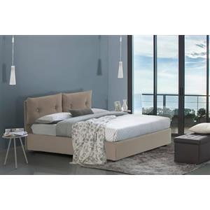 Talamo Italia - Letto singolo Alida, Letto contenitore con rivestimento in ecopelle, 100% Made in Italy, Apertura laterale, adatto per materasso Cm 80x190, Tortora