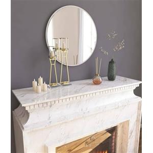 Dmora - Specchio Euterpe, Specchiera, Articolo d'arredo a muro, Decorazione con specchio, 60x2h60 cm, Bianco