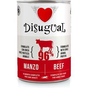 Disugual Cibo Umido Monoproteico per Cani Adulti al Manzo - Lattina da 400 g