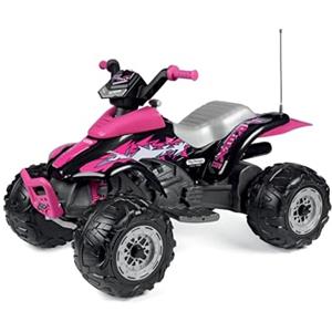 Peg Perego PEG Corral T-Rex 330W Pink Quad Elettrico Cavalcabile per Bambini dai 3 Anni con Luci LED, Suoni, 2 Marce e Retromarcia, Batteria Ricaricabile 12V