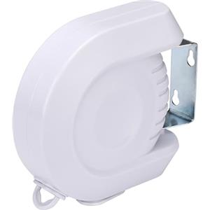 FORA Stendibiancheria Con Corda Retrattile Estensibile 12m - Rotazione 180°, Portata 15 Kg, Scocca ABS+PVC, Montaggio A Parete, 16.5×16×6 Cm, Bianco