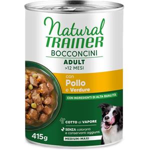 Trainer Natural Cane Umido Medium Maxi Adult Bocconcini con Pollo e Verdure 415 g - Alimento Completo e Bilanciato